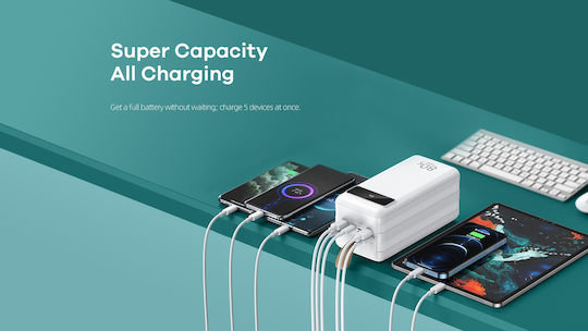 Remax RPP-266 Power Bank 80000mAh 22.5W με 4 Θύρες USB-A και Θύρα USB-C Power Delivery / Quick Charge 3.0 Λευκό