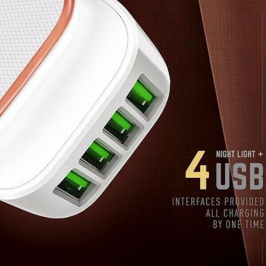 Ldnio Φορτιστής Χωρίς Καλώδιο με 4 Θύρες USB-A Λευκός (A4405)
