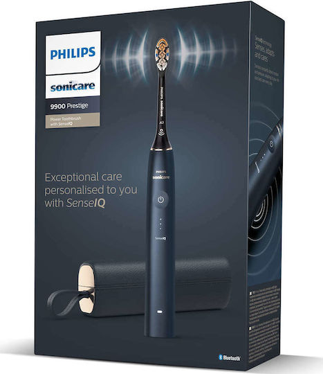 Philips Sonicare DiamondClean 9900 Electric Toothbrush with Pressure Sensor and Travel Case Blue