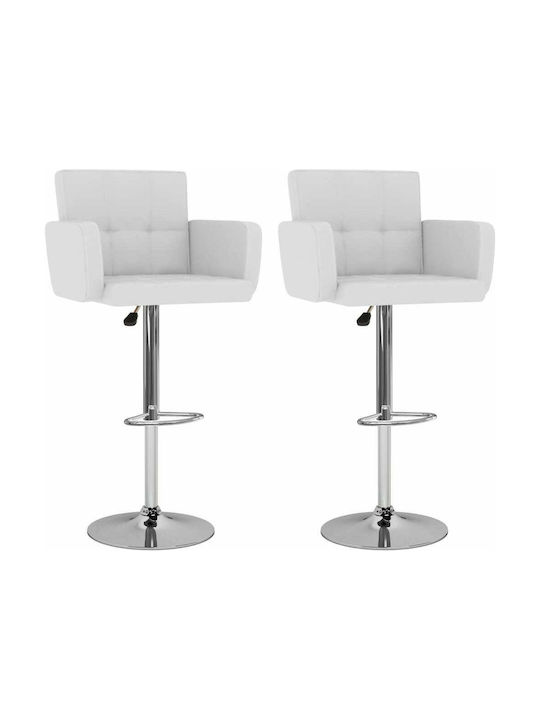 Stool Bar with Back & Adjustable Height White 2pcs 50x46x93-115cm