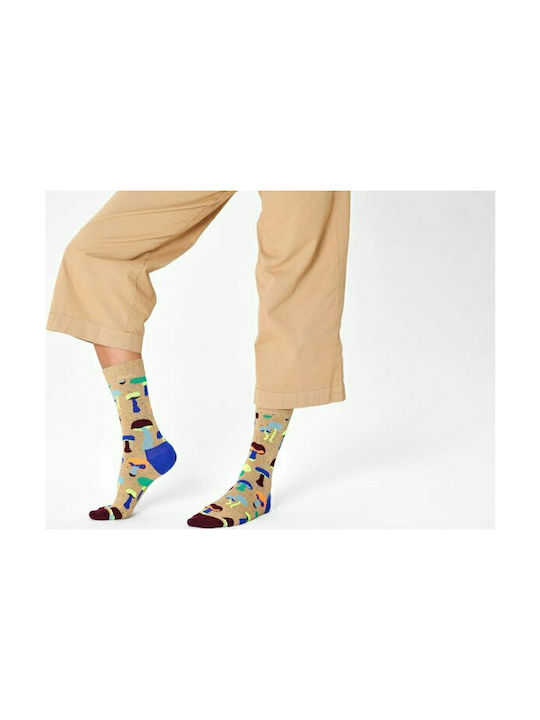 Happy Socks Mushroom Unisex Κάλτσες με Σχέδια Καφέ