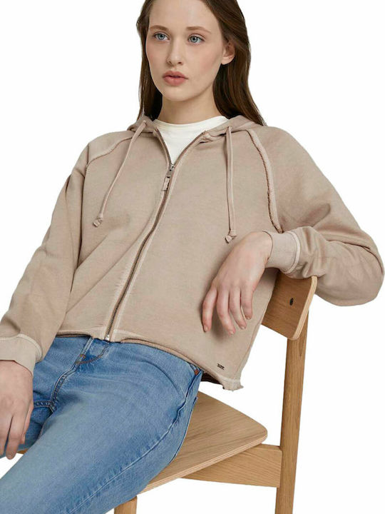 Women's Sweatshirt Jacket Hooded Dune Beige