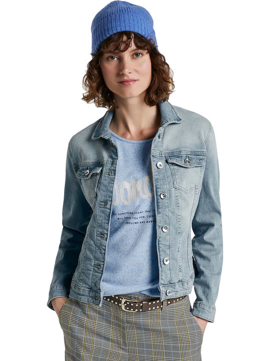 Women's Short Jean Jacket for Spring or Autumn Stone Blue Denim