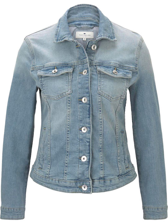 Women's Short Jean Jacket for Spring or Autumn Stone Blue Denim