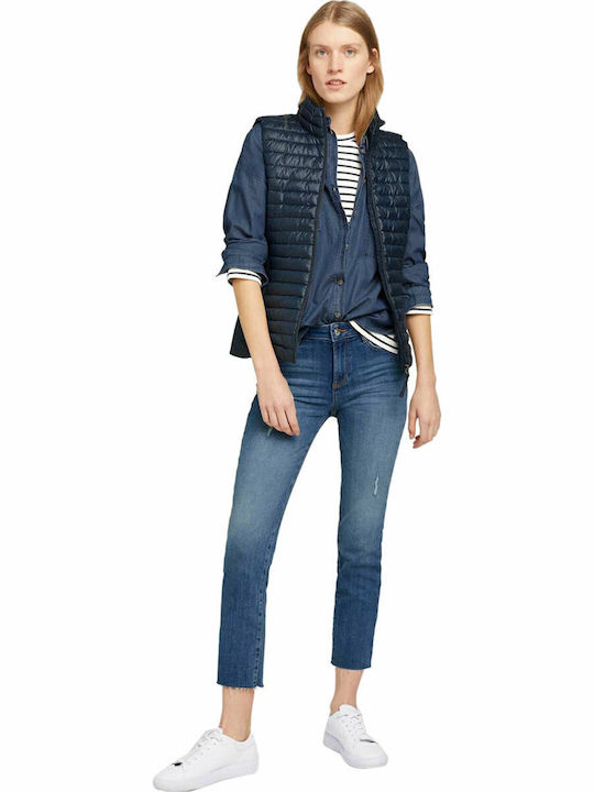 Women's Short Puffer Jacket for Winter Sky Captain Blue