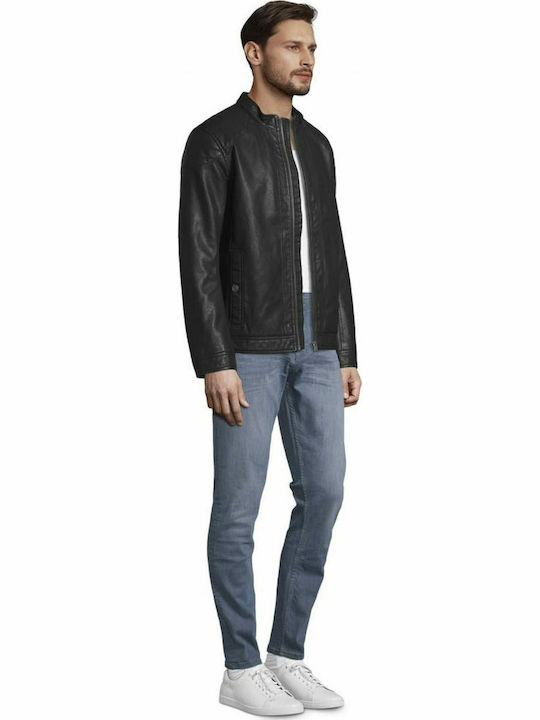 Faux Leather Jacket Biker Black