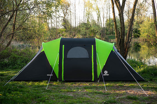 Peme Bojan 4 Winter Campingzelt Tunnel Schwarz mit Doppeltuch für 4 Personen 410x220x140cm SP