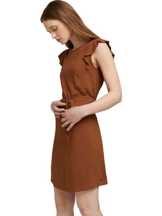 Καλοκαιρινό Mini Φόρεμα με Βολάν Amber Brown