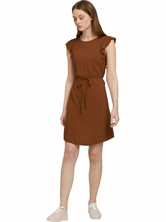 Καλοκαιρινό Mini Φόρεμα με Βολάν Amber Brown