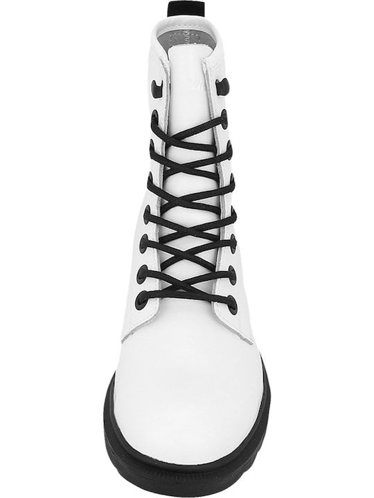 Spike Mid Leder Stiefeletten Damen Weiß