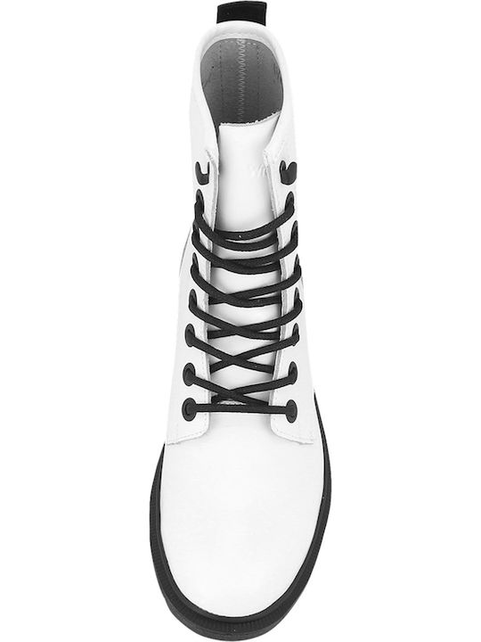 Spike Mid Leder Stiefeletten Damen Weiß