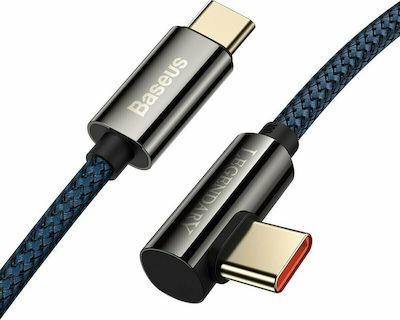 Baseus Legend Series Angle (90°) / Braided USB 2.0 Cable USB-C male - USB-C male 100W Blue 1m (CACS000603)