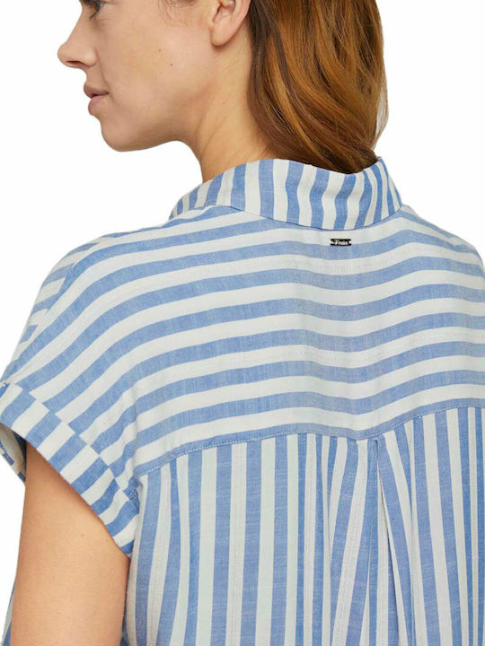 Women's Striped Short Sleeve Shirt Blue