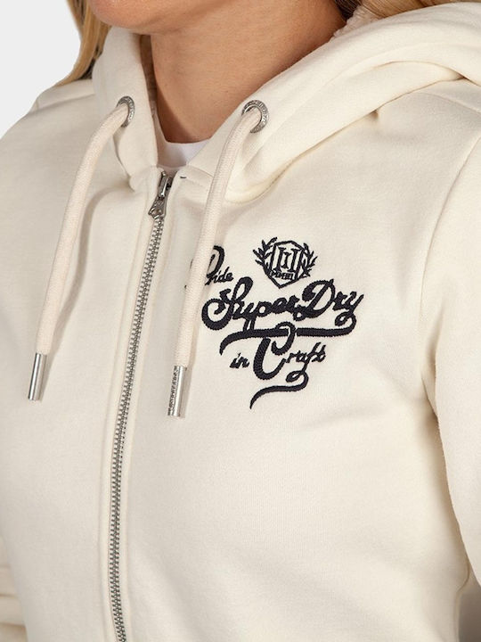 Pride In Craft Long Women's Sweatshirt Jacket Hooded Ecru