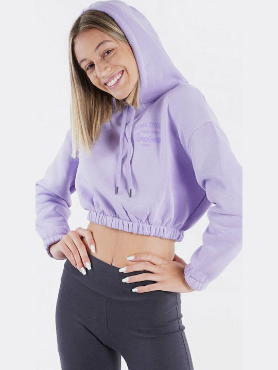 67370 Cropped Women's Sweatshirt Hooded Lilac
