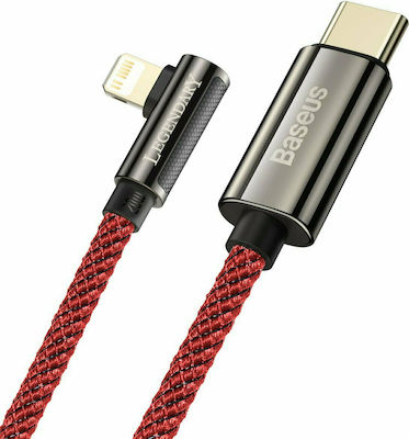 Baseus Legend Series Împletit / Unghi (90°) USB-C la Cablu Lightning 20W Roșu 1m (CACS000209)