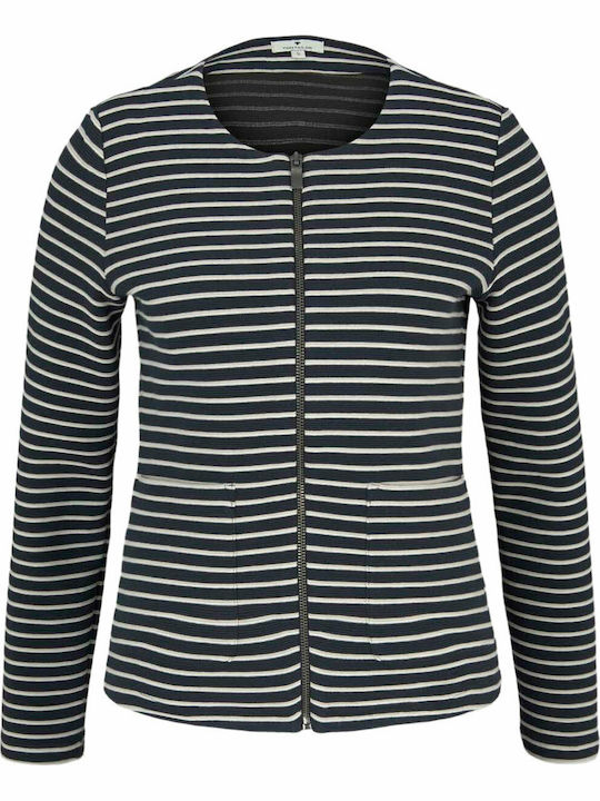 Tom Tailor Women's Blazer Navy Ottoman Stripe