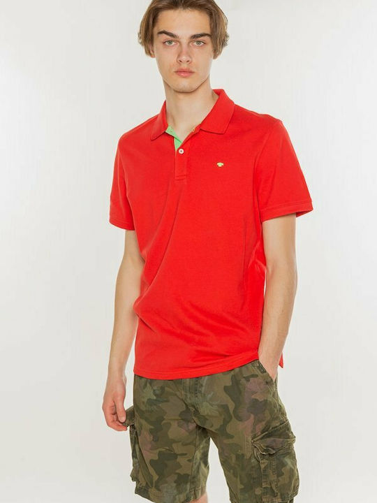 Tom Tailor Ανδρικό T-shirt Polo Κόκκινο