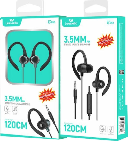 Leewello EJ-052 In-ear Handsfree με Βύσμα 3.5mm Μαύρο