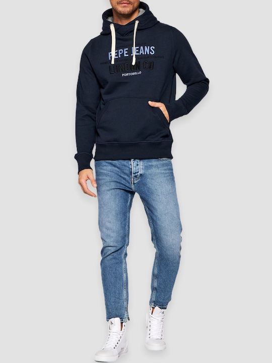 Neville Men's Sweatshirt with Hood and Pockets Navy Blue