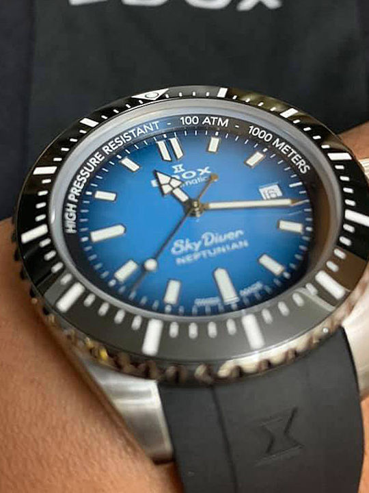 Edox Skydiver Neptunian Men's Watch 44mm Automatic with Black Rubber Strap