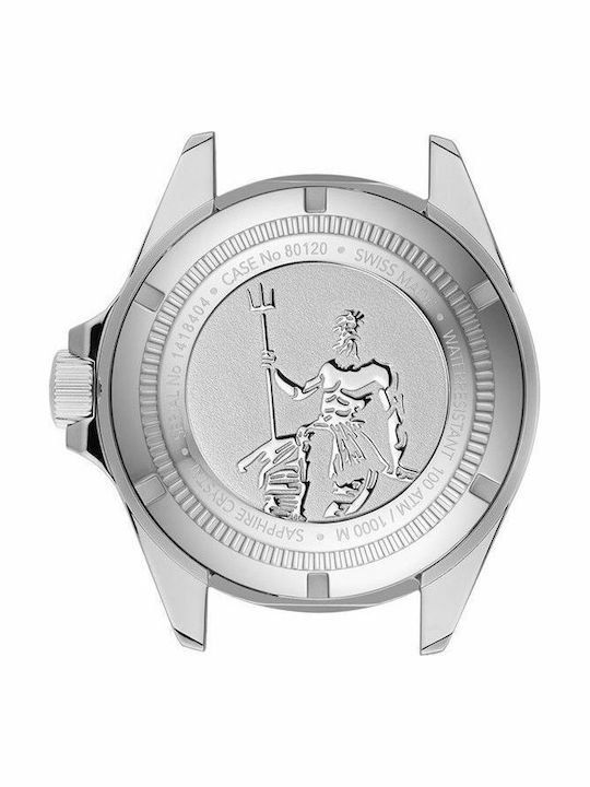 Edox Skydiver Neptunian Ανδρικό Ρολόι 44mm Αυτόματο με Ασημί Μεταλλικό Μπρασελέ