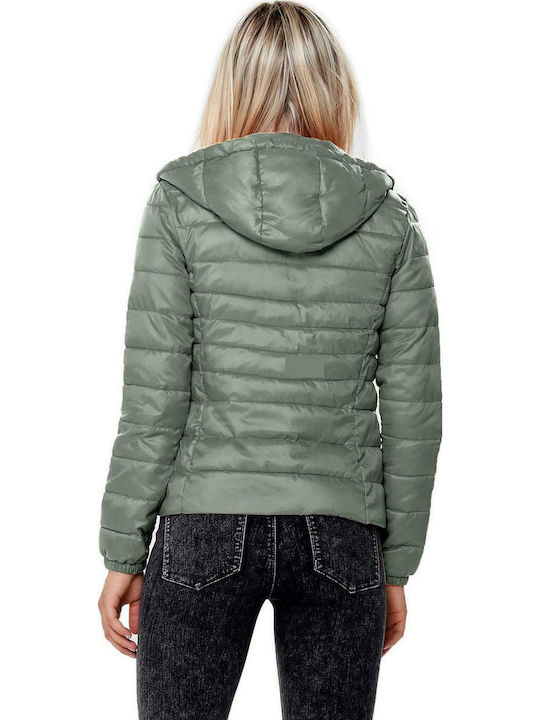 Only Kurz Damen Puffer Jacke für Winter Gray