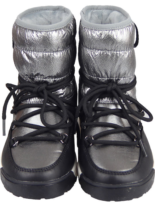 Jarvis Puff Kids Snow Boots with Laces Black