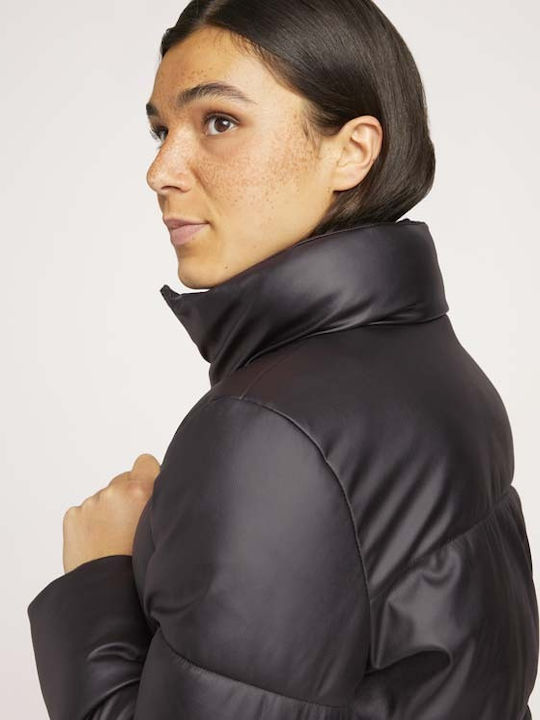 Kurz Damen Puffer Jacke für Winter Schwarz