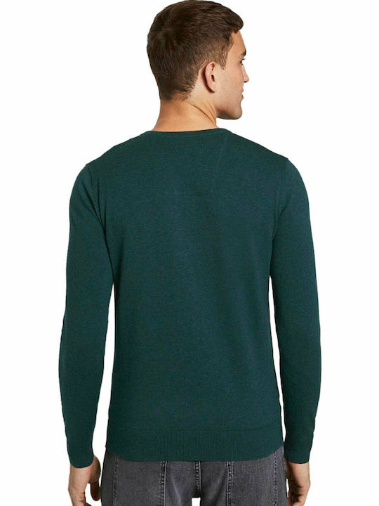 Tom Tailor Herren Langarm-Pullover mit V-Ausschnitt Sapphire Green