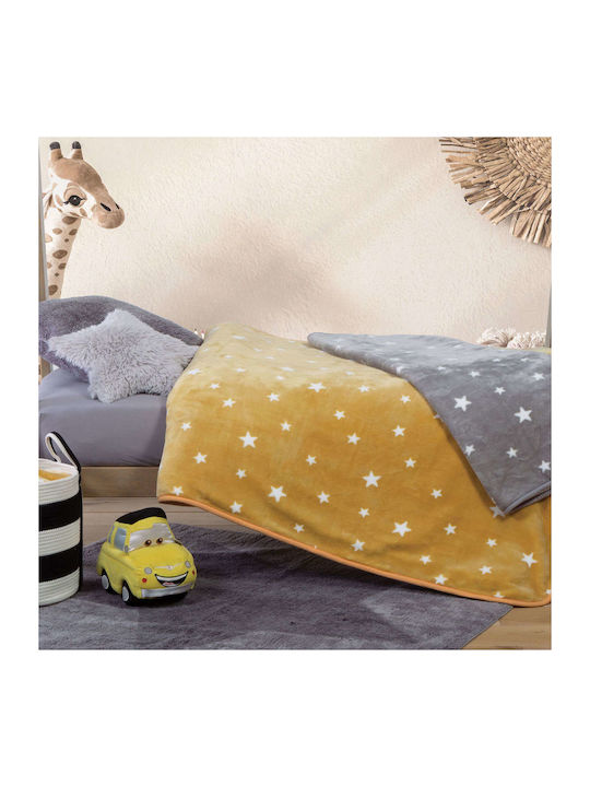 Nef-Nef Homeware Κουβέρτα Αγκαλιάς & Λίκνου Stellar Βελουτέ Yellow 75x100εκ.