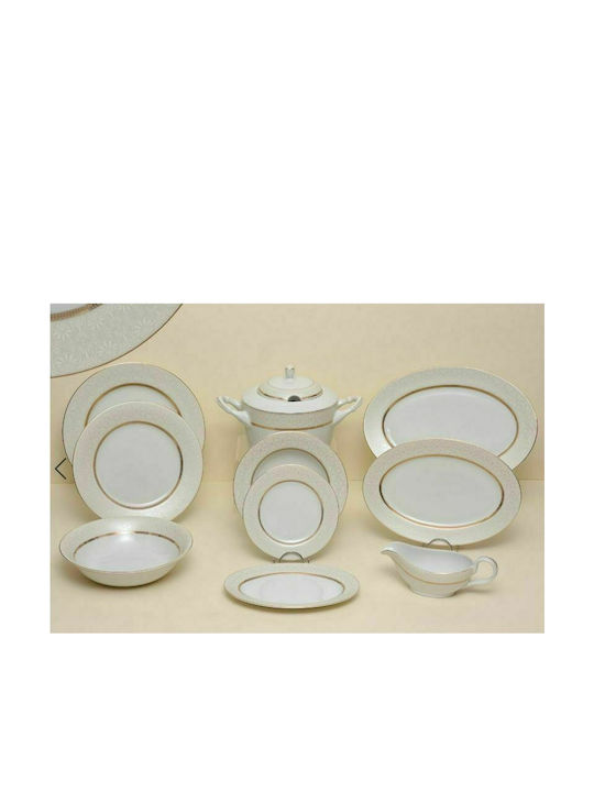Bohemia Passion Geschirrset aus Porzellan Beige 40Stück
