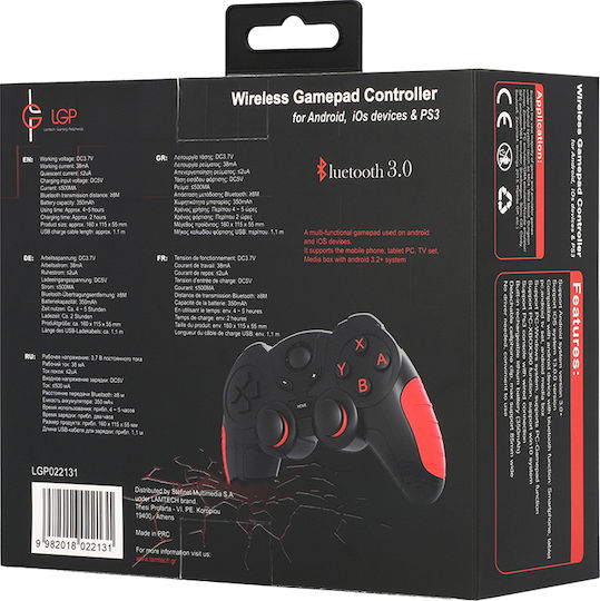 Lamtech LGP022131 Ασύρματο Gamepad για Android / PC / iOS Black/Red