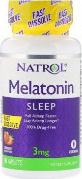 Natrol Melatonin Sleep Fast Dissolve 3mg Supplement for Sleep 90 tabs Strawberry