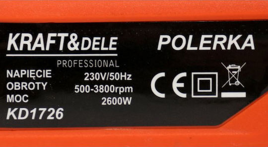 Kraft & Dele Електрически Аλοιφαδόρος 2600W Ротационен Полираща машина 2600W с Регулиране на Оборотите