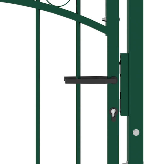 vidaXL Fence Gate With Arched Top Green Steel Metal Fence Gate with Spears in Green Color 1.0x1.0m