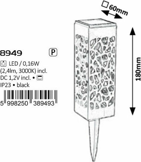 Rabalux Mora Spiked Solar Light Traffic light Warm White 3000K with Photocell IP24 18cmx6cmx6cmcm