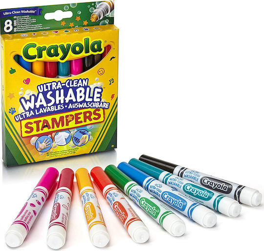 Crayola Stampers Μαρκαδόροι Ζωγραφικής Πλενόμενοι Σετ 8 χρώματα