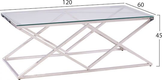 Masa Centrală Rectangulară Din Sticlă Cromată L120xL60xÎ45cm
