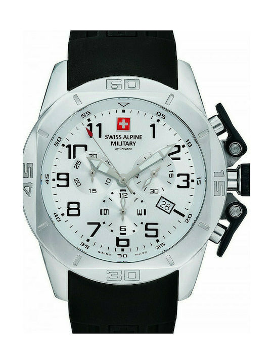 Swiss Alpine Military by Grovana Watch Chronograph Battery with Black Rubber Strap 7063.9833SAM