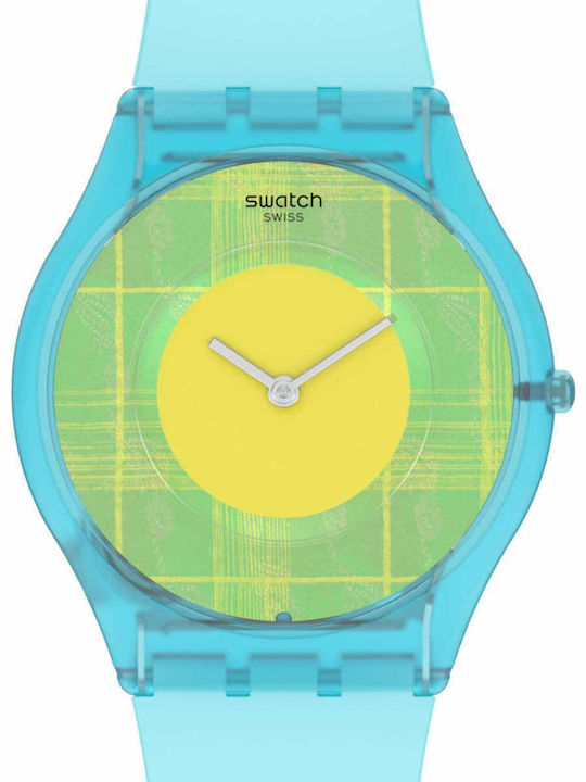 Swatch Aci Madras Women's Watch with Blue Rubber Strap