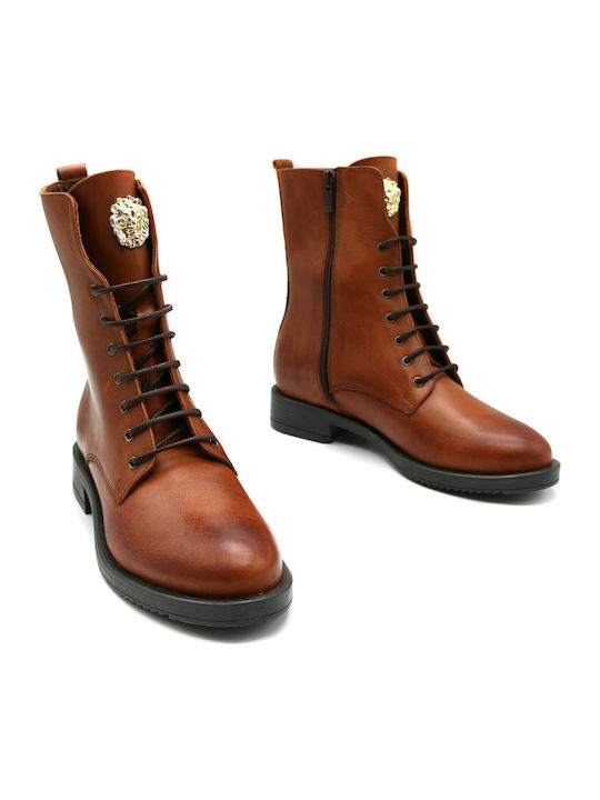 Leder Stiefeletten Damen Tabac Braun