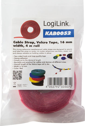 LogiLink Legătură Cablu Plastic 400mm În Culoare Roșie 1 Buc KAB0052
