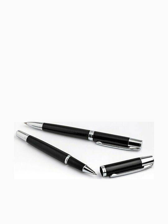Pierre Cardin Gift Set Watch & Pen Γυναικείο Ρολόι 42mm Μπαταρίας με Ασημί Δερμάτινο Λουράκι