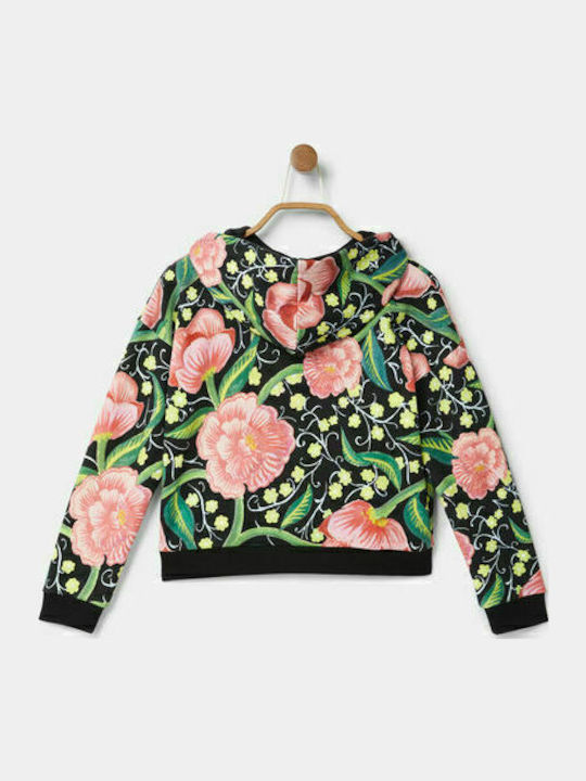 Fleece Επένδυση Παιδικό Φούτερ με Κουκούλα και Τσέπες Πολύχρωμο