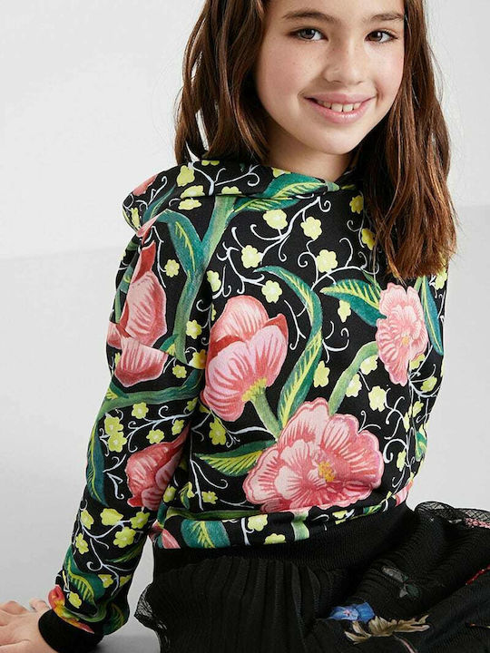 Fleece Επένδυση Παιδικό Φούτερ με Κουκούλα και Τσέπες Πολύχρωμο