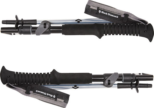 Black Diamond Pair of Compact Aluminum Fast Lock Trekking Poles with 3 Sections Distance Flz Silver 237gr