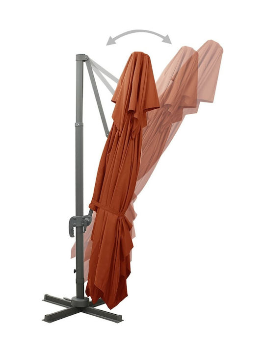 Umbrelă Suspendată Pătrată Din Aluminiu Teracotă 4x3m