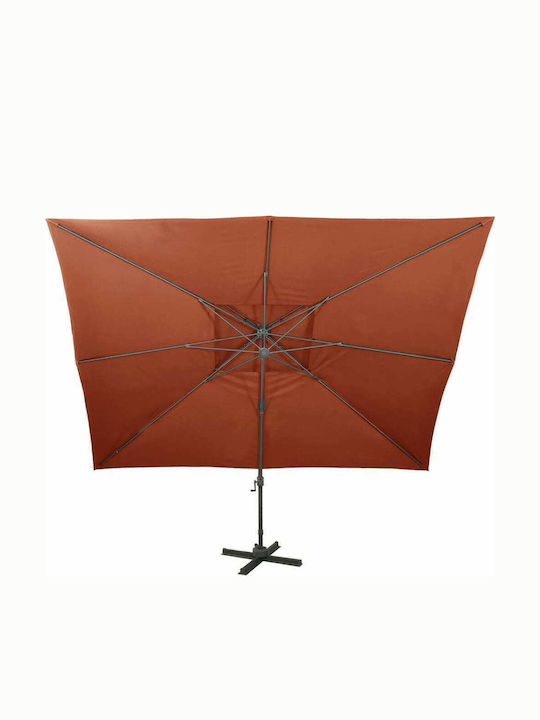 Umbrelă Suspendată Pătrată Din Aluminiu Teracotă 4x3m