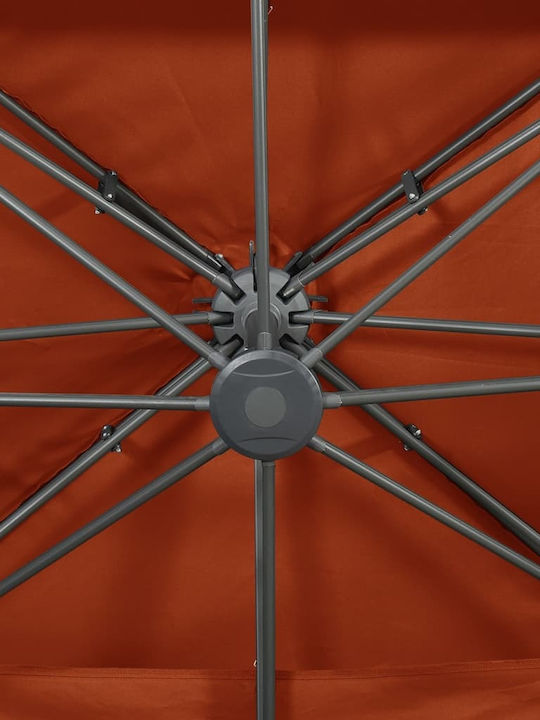 Umbrelă Suspendată Pătrată Din Aluminiu Teracotă 4x3m